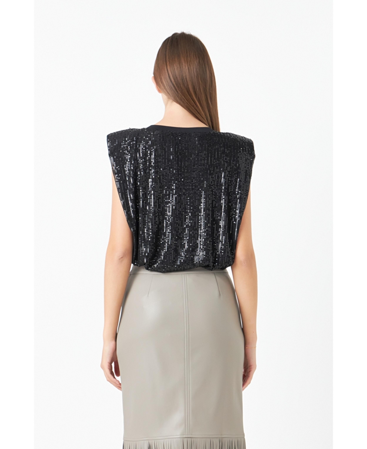 Women's Sequin Shoulder Pad Top