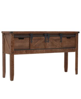 Console Table Solid Fir Wood 51.6"x14"x29.5" Brown