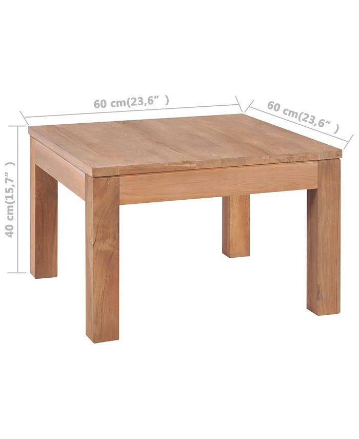 vidaXL Coffee Table Solid Teak Wood with Natural Finish 23.6"x23.6"x15