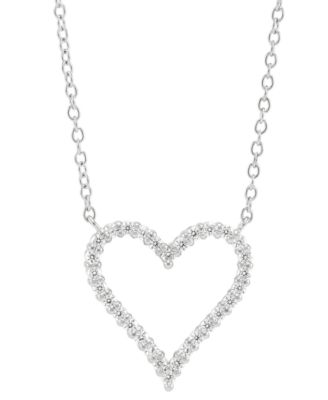 Macy's - Diamond Heart 18" Pendant Necklace (1/4 ct. t.w.) in Sterling Silver