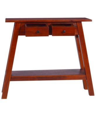 Console Table Classical Brown 35.4"x11.8"x29.5" Solid Mahogany Wood