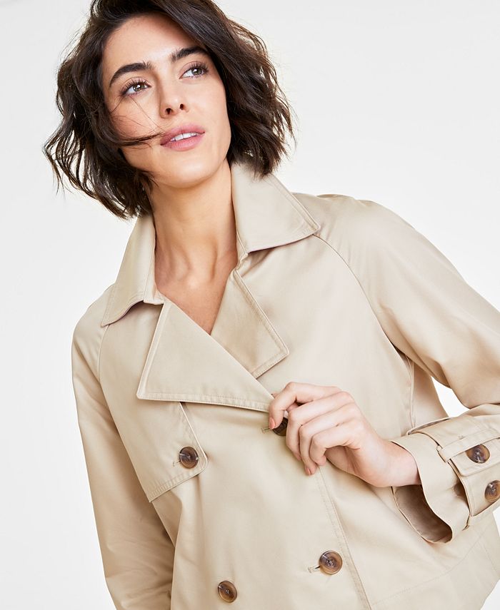 On 34th Women's Solid Short DoubleBreasted Trench Coat, Created for