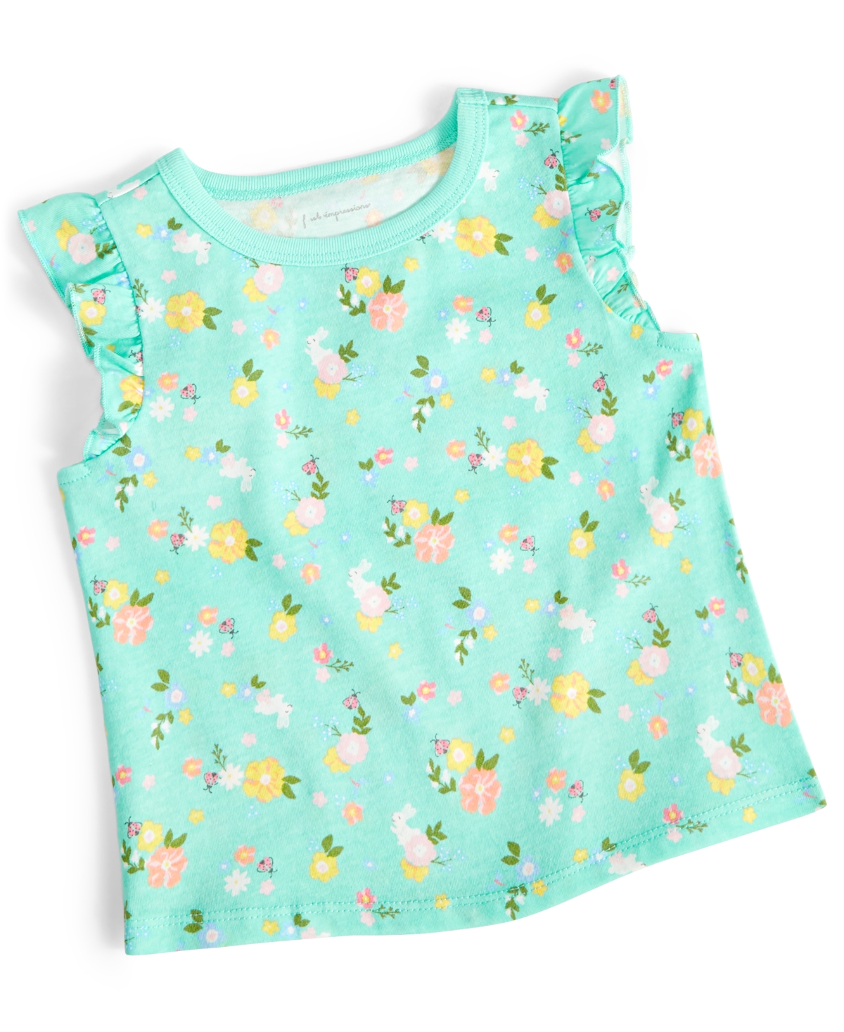 Shop First Impressions Baby Girls Floral-print Flutter-sleeve T-shirt, Created For Macy's In Garden Party