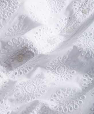 Women's Solid Eyelet Button-Up Shirt, Created for Macy's