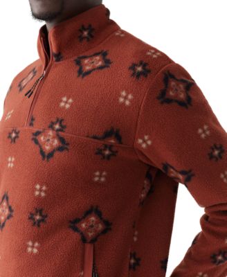 Frank And Oak Men's Relaxed Fit Half-Zip Long Sleeve Geo Pattern Sweatshirt