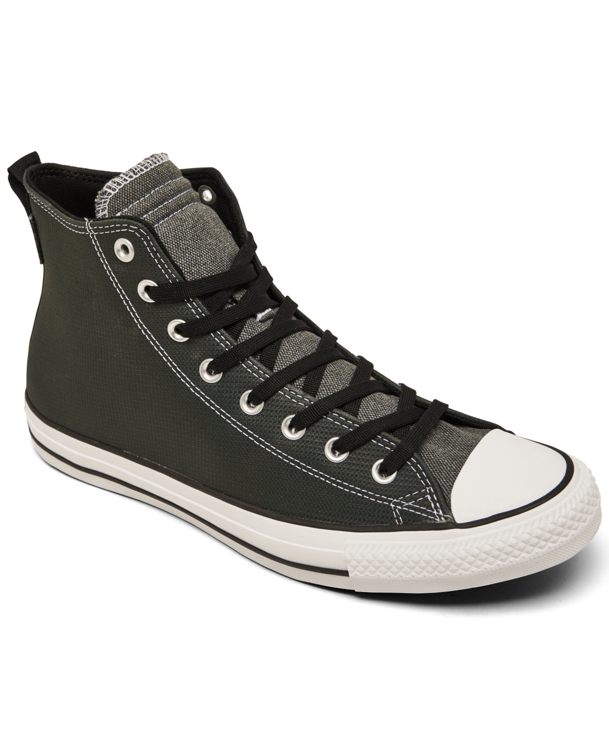 Men's Chuck Taylor All Star Leather High Top Casual Sneakers from Finish Line - Secret Pines, Black