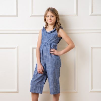 Girls' Sleeveless Ruffle Neck Jumpsuit, Toddler
