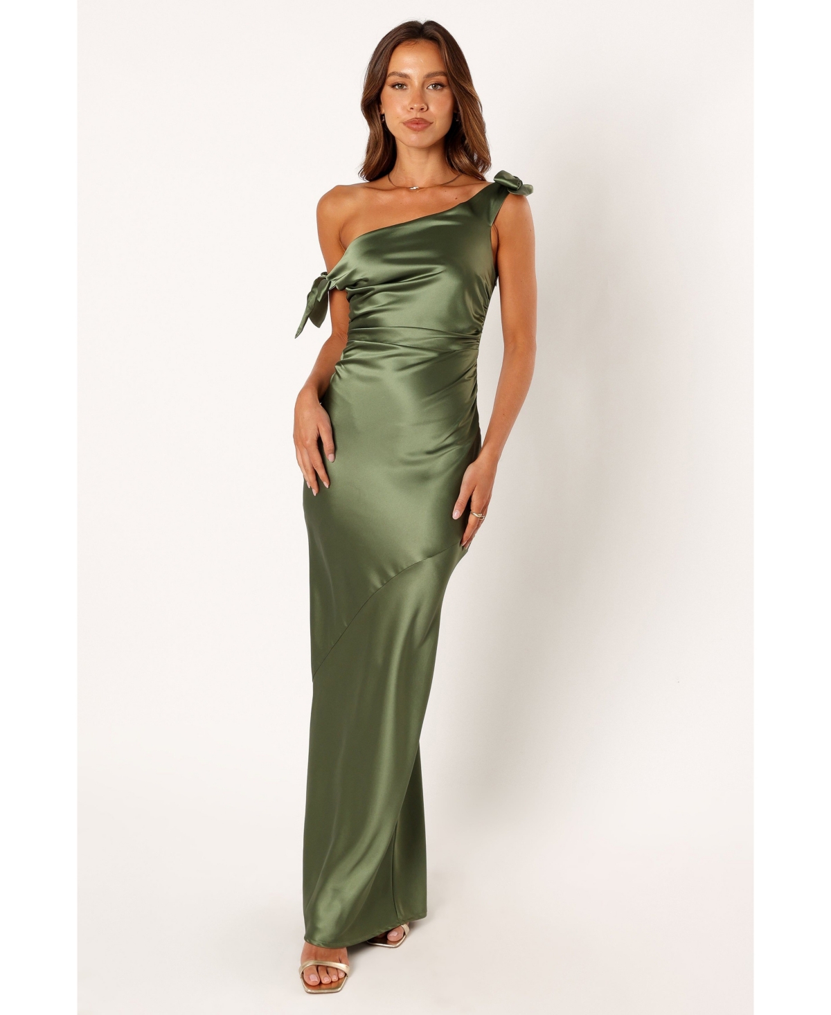 Shop Petal And Pup Women's Selma Off Shoulder Maxi Dress In Olive