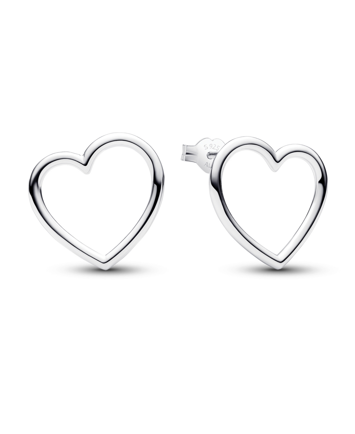 Sterling Silver Stud Heart Earrings - Silver