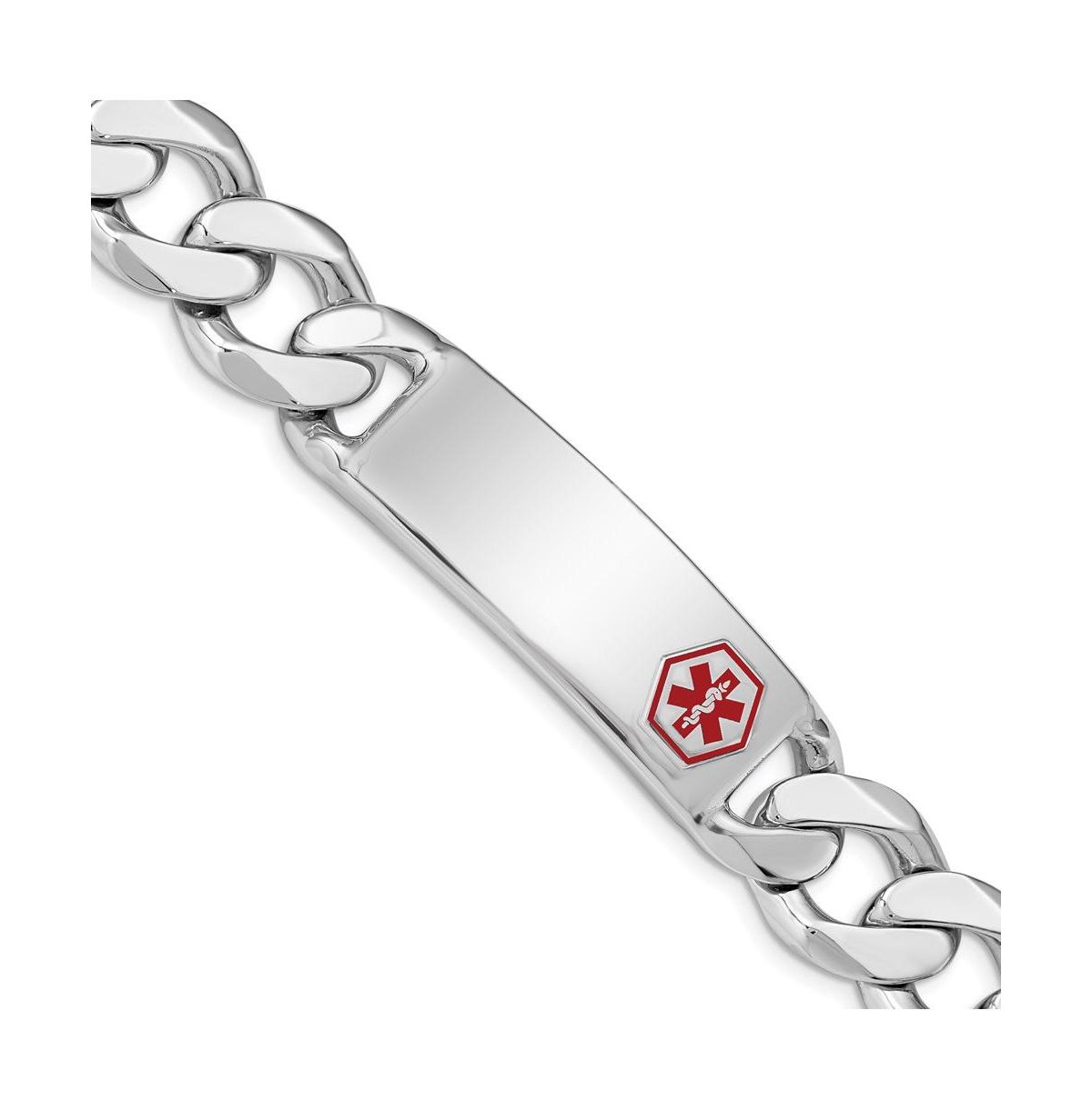 Sterling Silver Rhodium-plated Medical Id Curb Link Bracelet - Silver