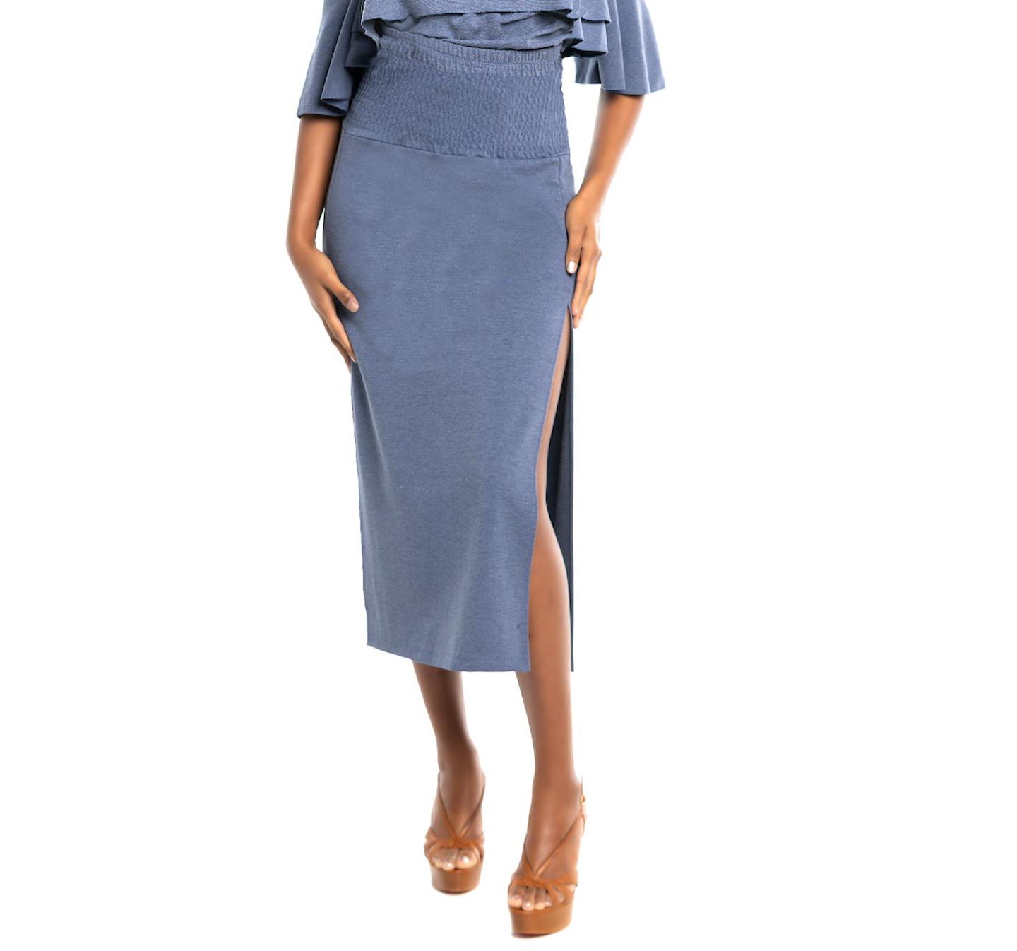 Женская юбка Dai Moda High Waist Midi, цвет: Чёрный — фото 4