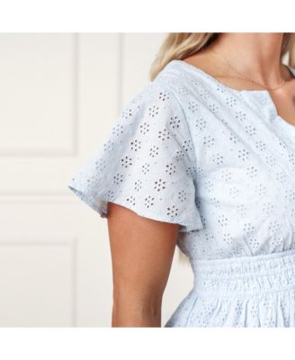 Women's Organic Bell Sleeve Tiered Eyelet Dress