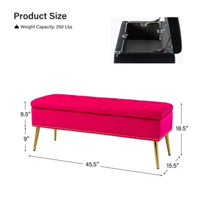 Kajana Transitional Velvet Upholstered Flip Top Storage Bench