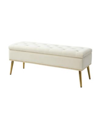 Kajana Transitional Velvet Upholstered Flip Top Storage Bench