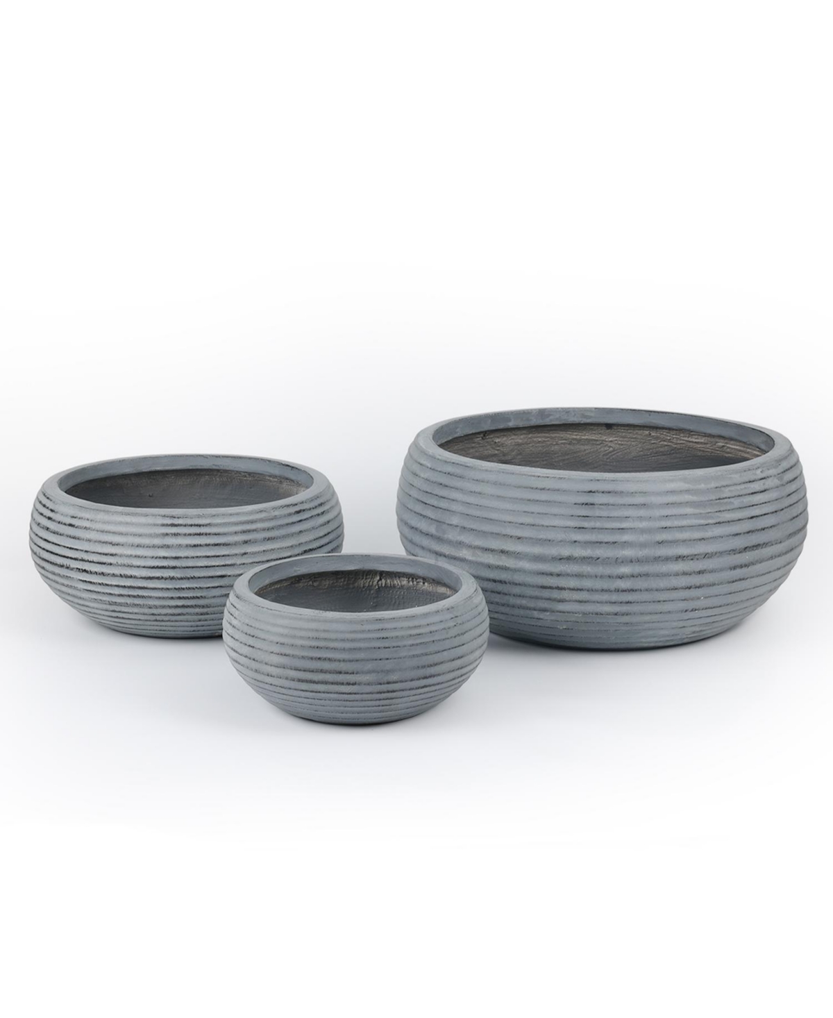 Plant Pots with Drain Hole Set of 3,5.5x6x9inch Flower Pots Outdoor Indoor, Magnesium Oxide Planter. - Grey