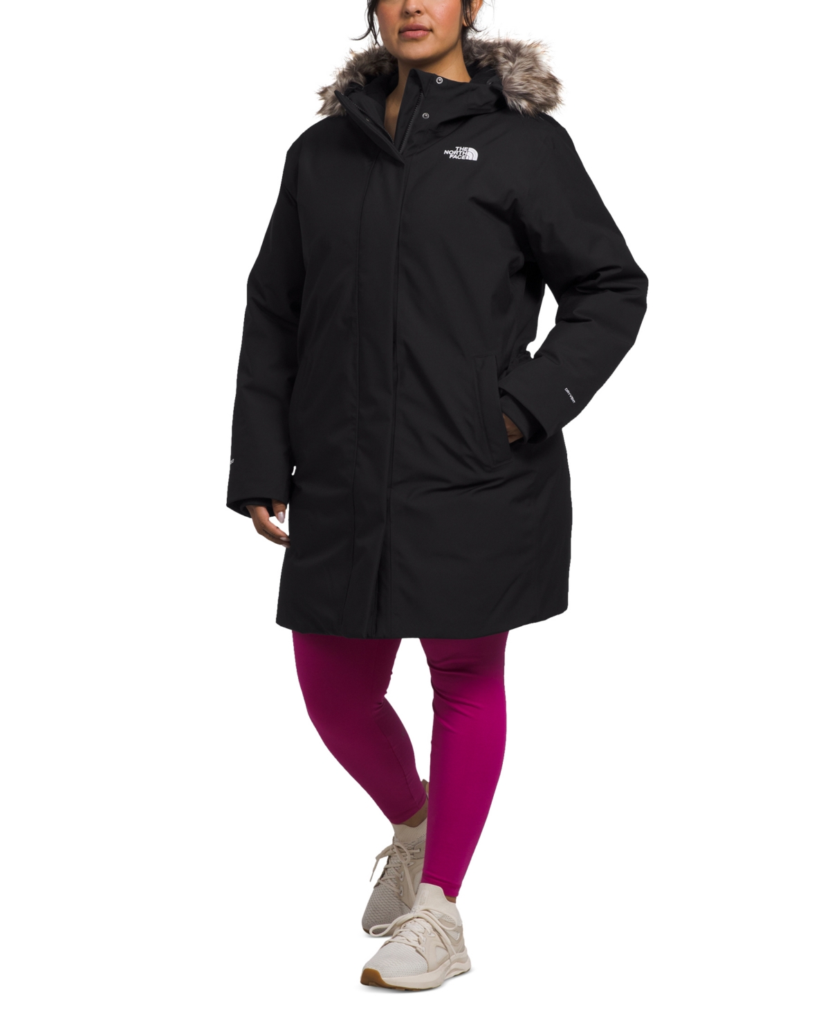 The North Face Plus Size Arctic Faux-fur-trim Hooded Coat In Tnf Black