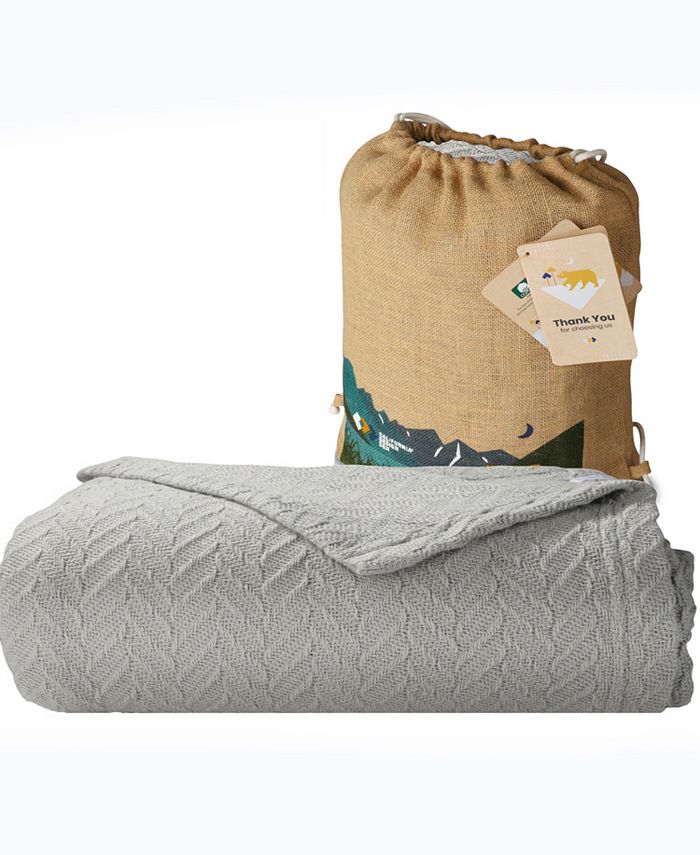 California Design Den 100 Cotton Thermal Blanket, Breathable Bed Blanket , All Season Twin/Twin