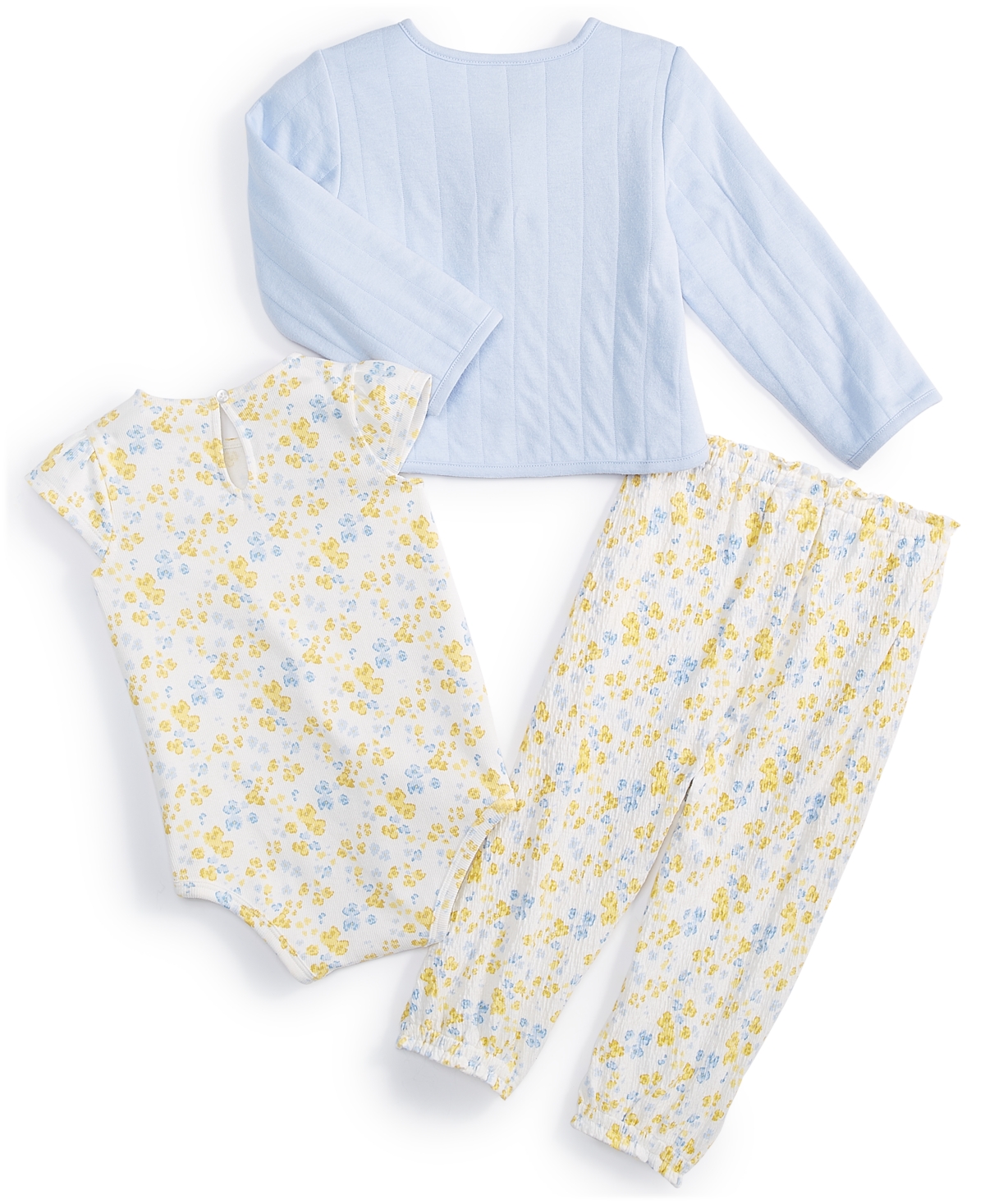 Shop First Impressions Baby Girls Cardigan, Bodysuit And Pants, 3 Piece Set, Created For Macy's In Angel White