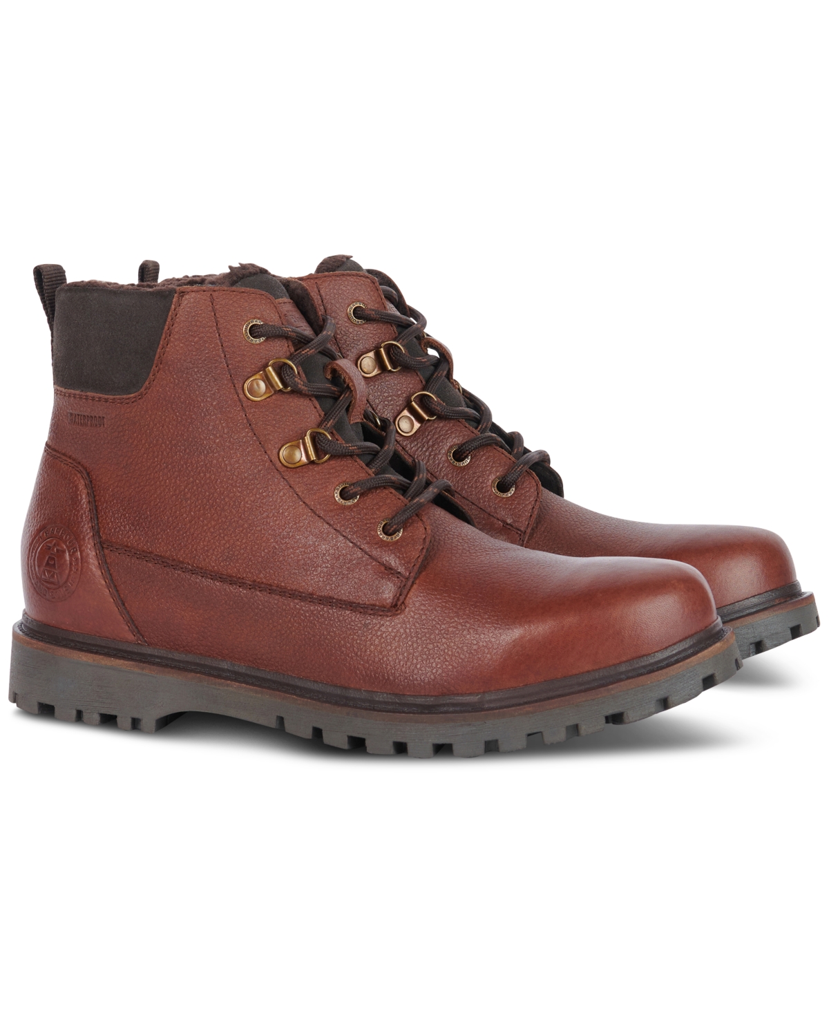 Men's Storr Waterproof Lace-Up Leather Derby Boots - Conker