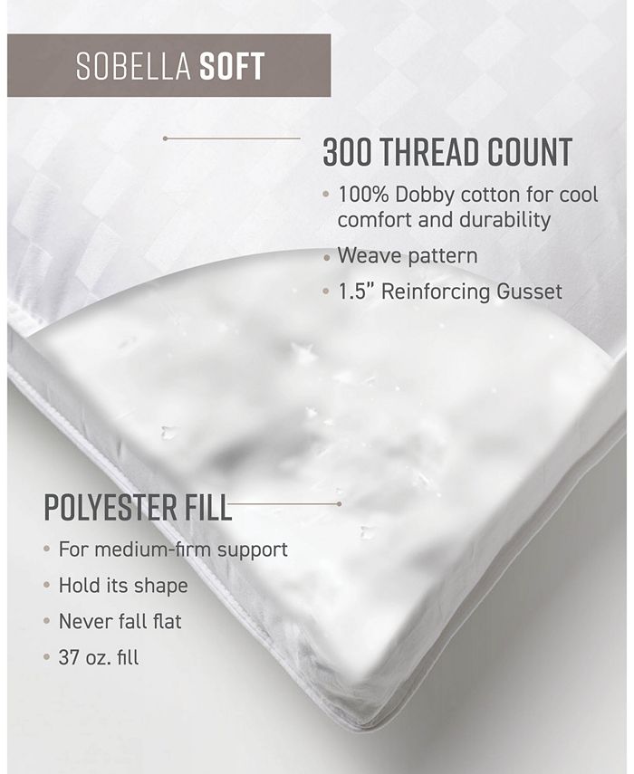 Sobel Westex Sobella Soft 100 Cotton Face Medium Density Pillow, Queen