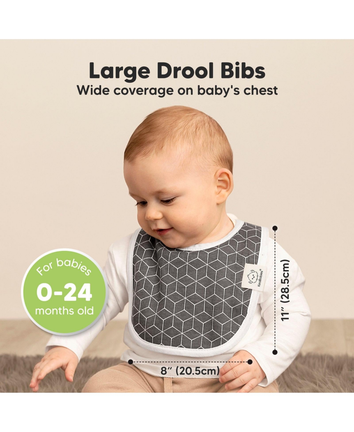 KeaBabies 8pk Organic Baby Bibs for Boy, Baby Drool Bib for Baby Boys and Girls, Infant Teething Bibs