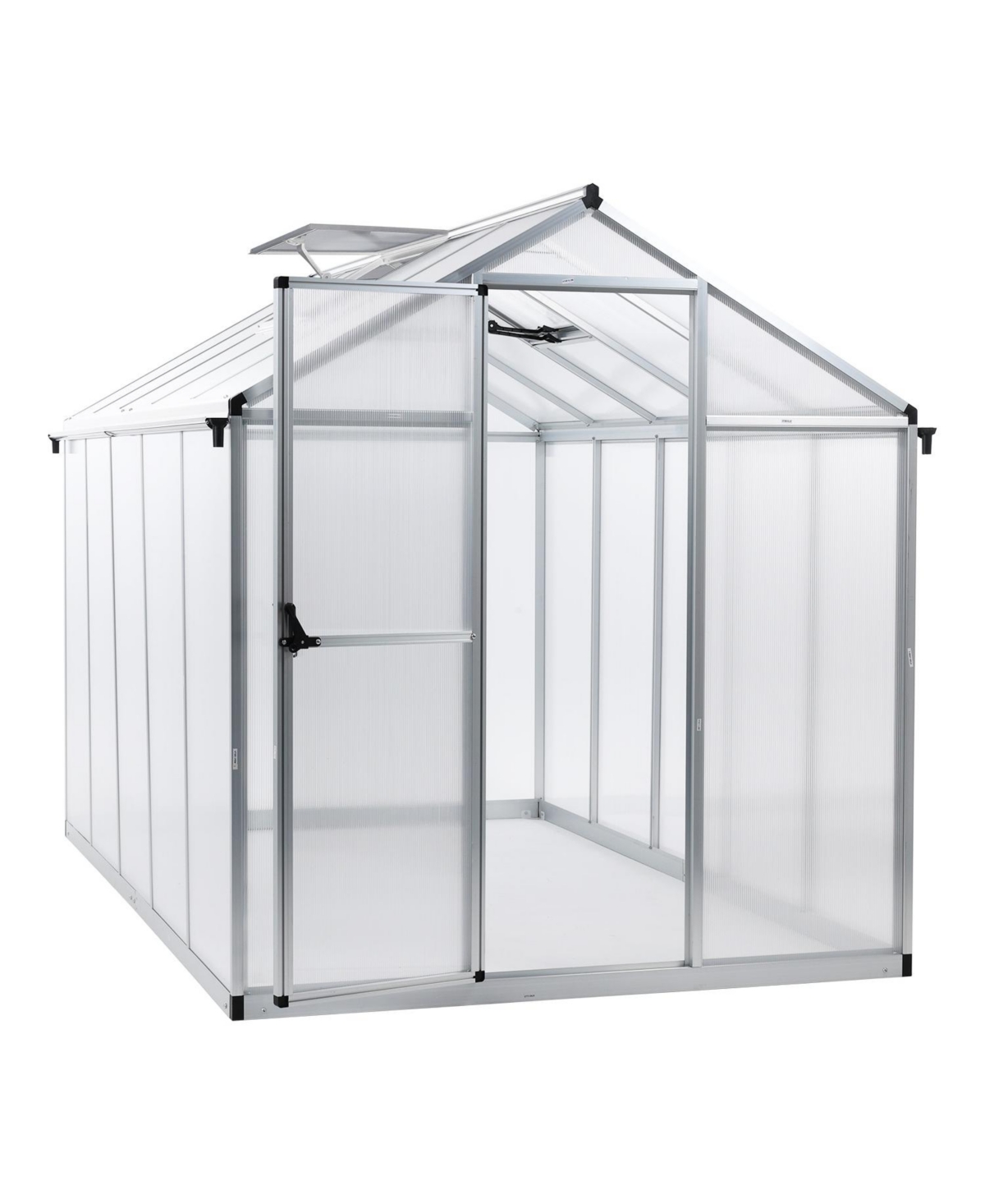 Aoodor 77''x120''x81'' Walk-in Greenhouse Polycarbonate Panel Hobby Greenhouses with Aluminum Frame Heavy Duty with 2 Vent Windows & Lockable Door for