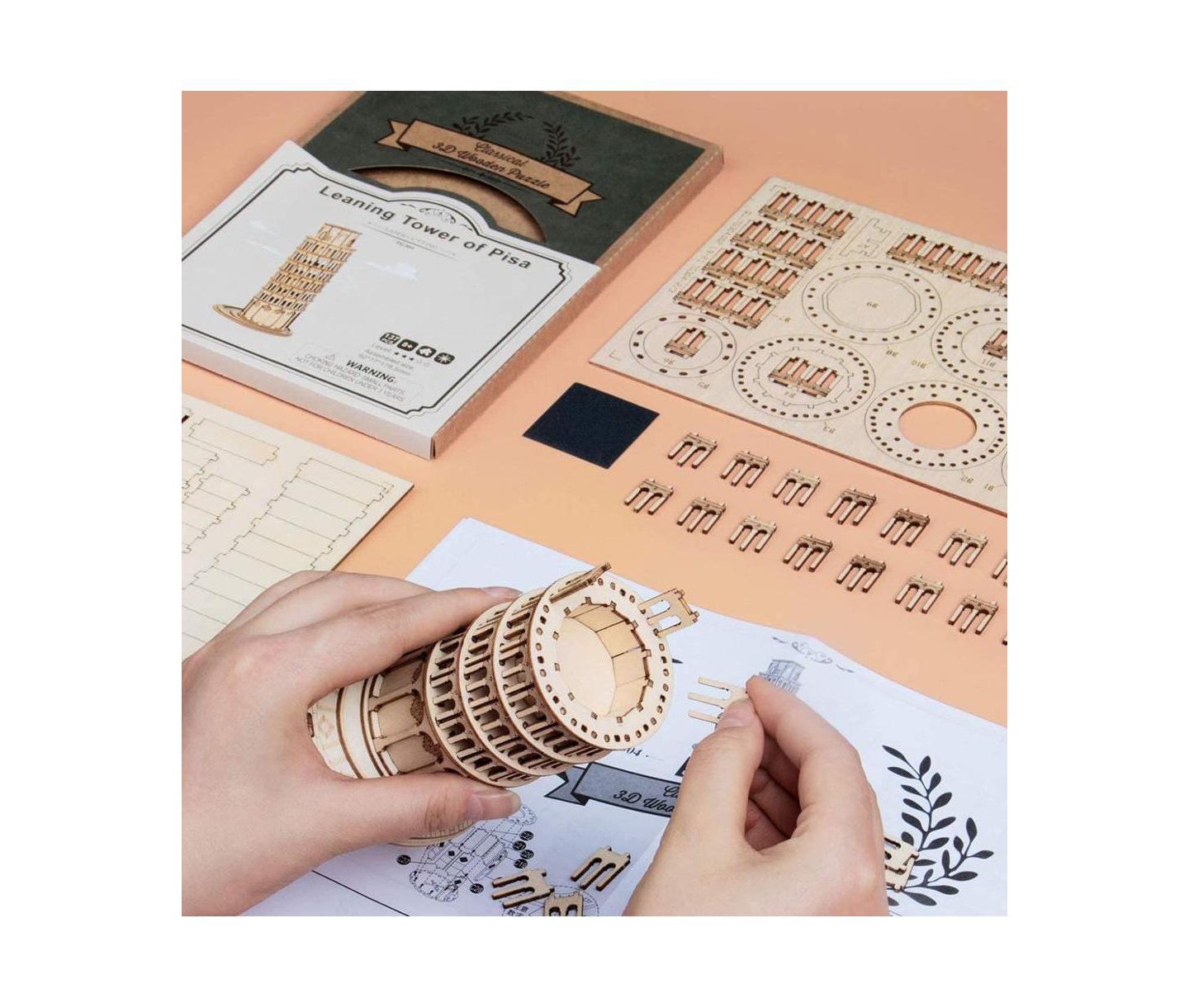 Детский пазл Flash Popup Leaning Tower Of Pisa 137-Piece 3D Wood Laser-Cut Puzzle, Ages 8+, цвет: Open Miscellaneous — фото 2