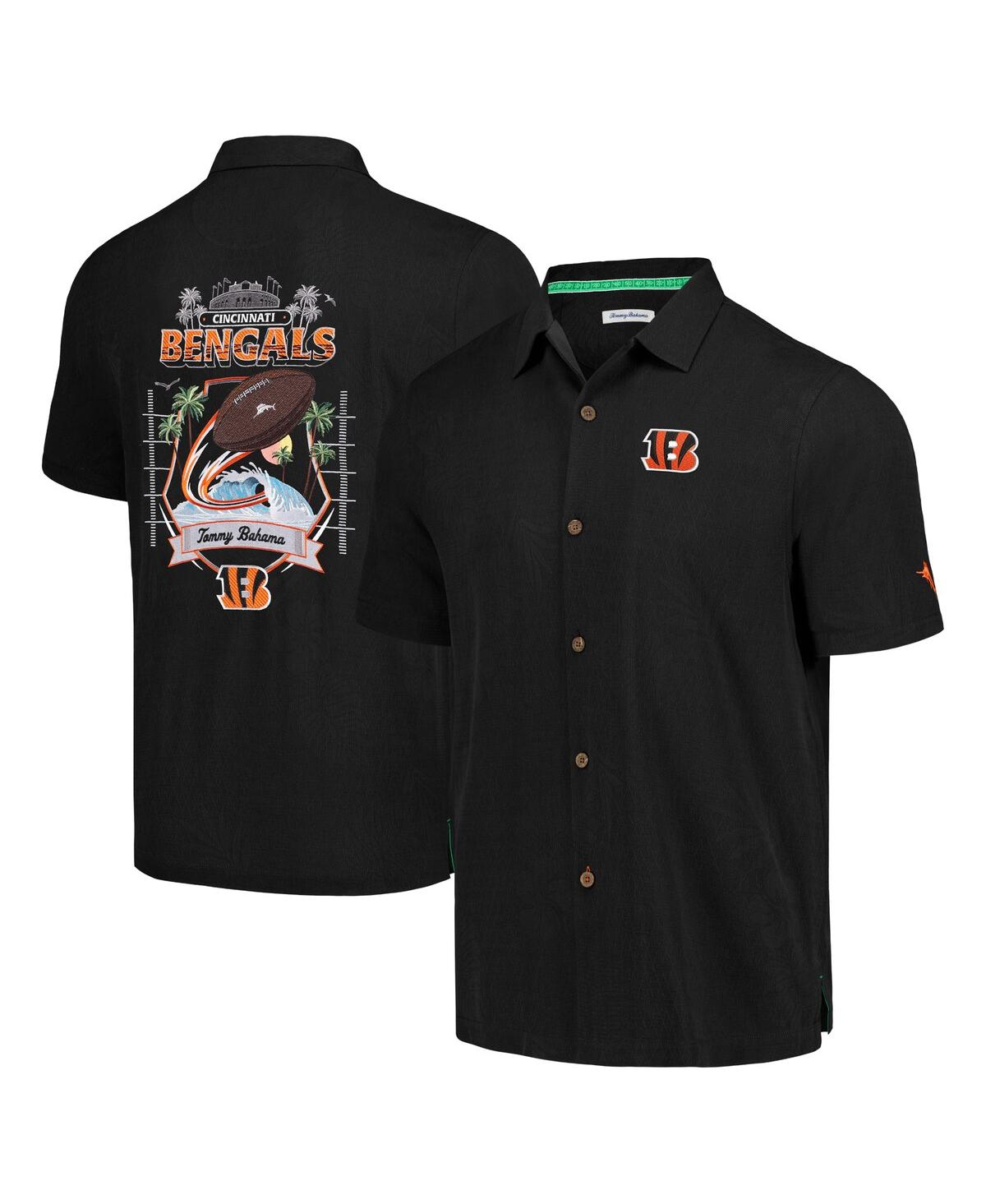 Tommy Bahama Men's  Black Cincinnati Bengals Tidal Kickoff Camp Button-up Shirt