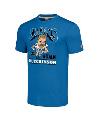Men's Aidan Hutchinson Heathered Blue Detroit Lions Caricature Player Tri-Blend T-shirt