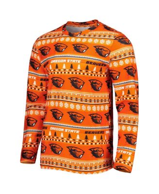 Men's Orange Oregon State Beavers Swivel Long Sleeve T-shirt and Pants Sleep Set