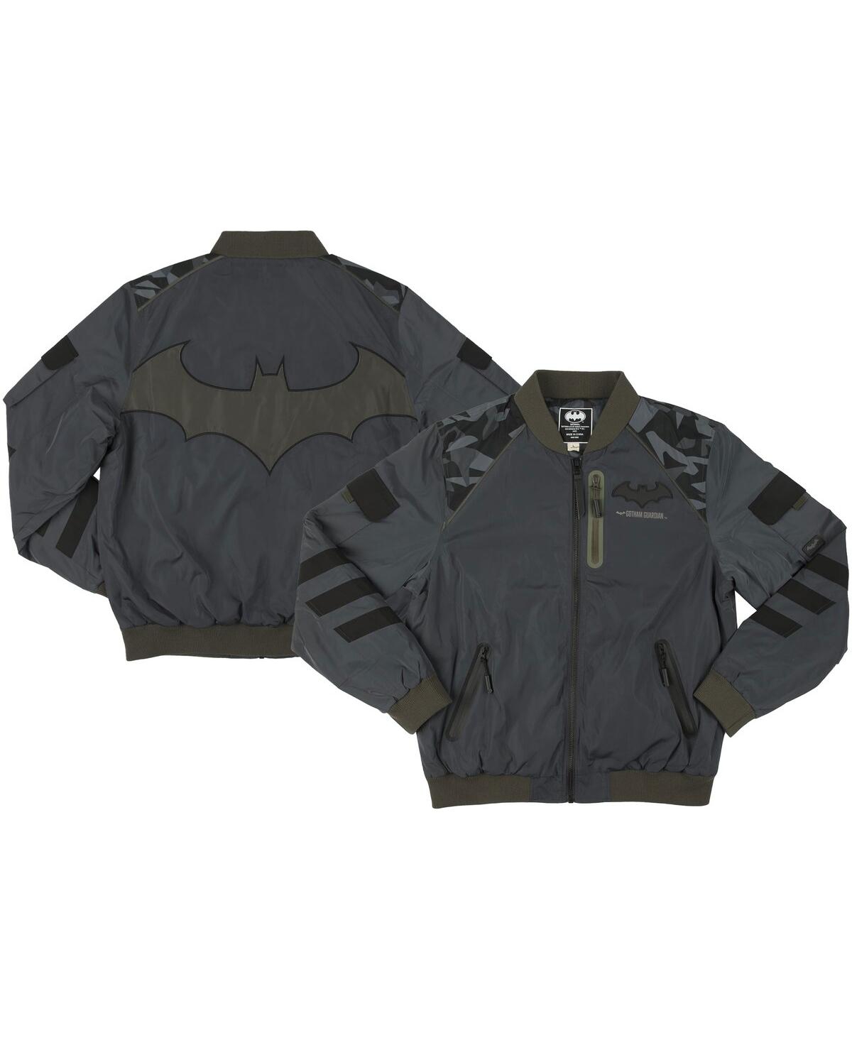 Men's Gray Batman Tactical Full-Zip Bomber Jacket - Gray