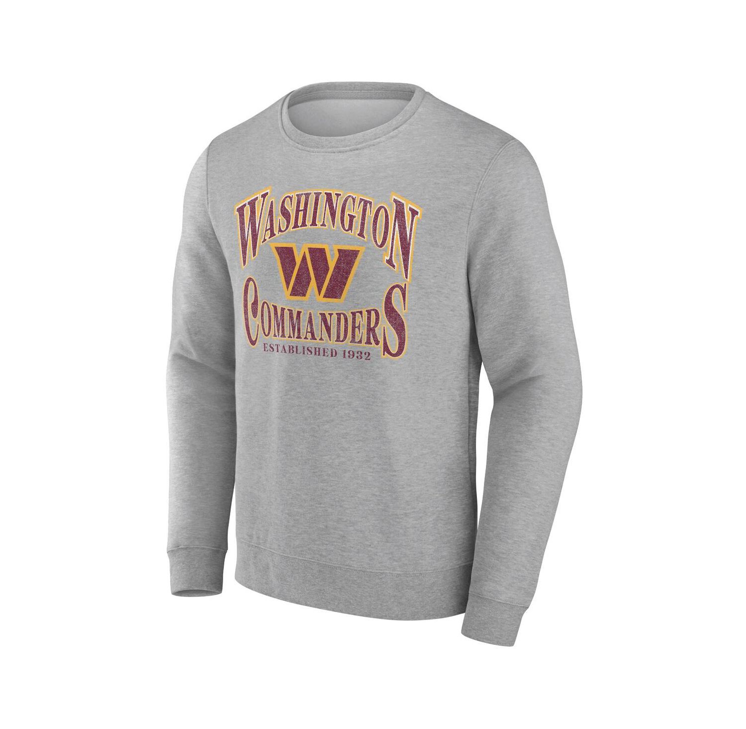 Men's Heather Gray Distressed Washington Commanders Playability Pullover Sweatshirt