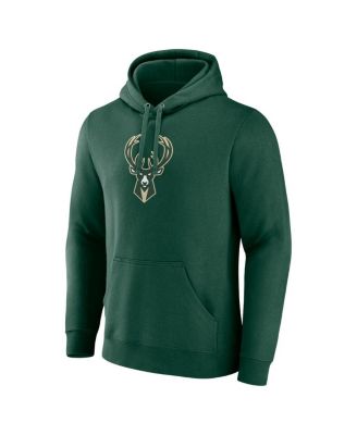 Men's Hunter Green Milwaukee Bucks Primary Logo Pullover Hoodie