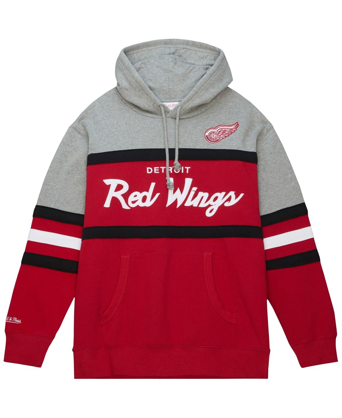 Men's Mitchell & Ness Gray Detroit Red Wings Head Coach Pullover Hoodie - Gray