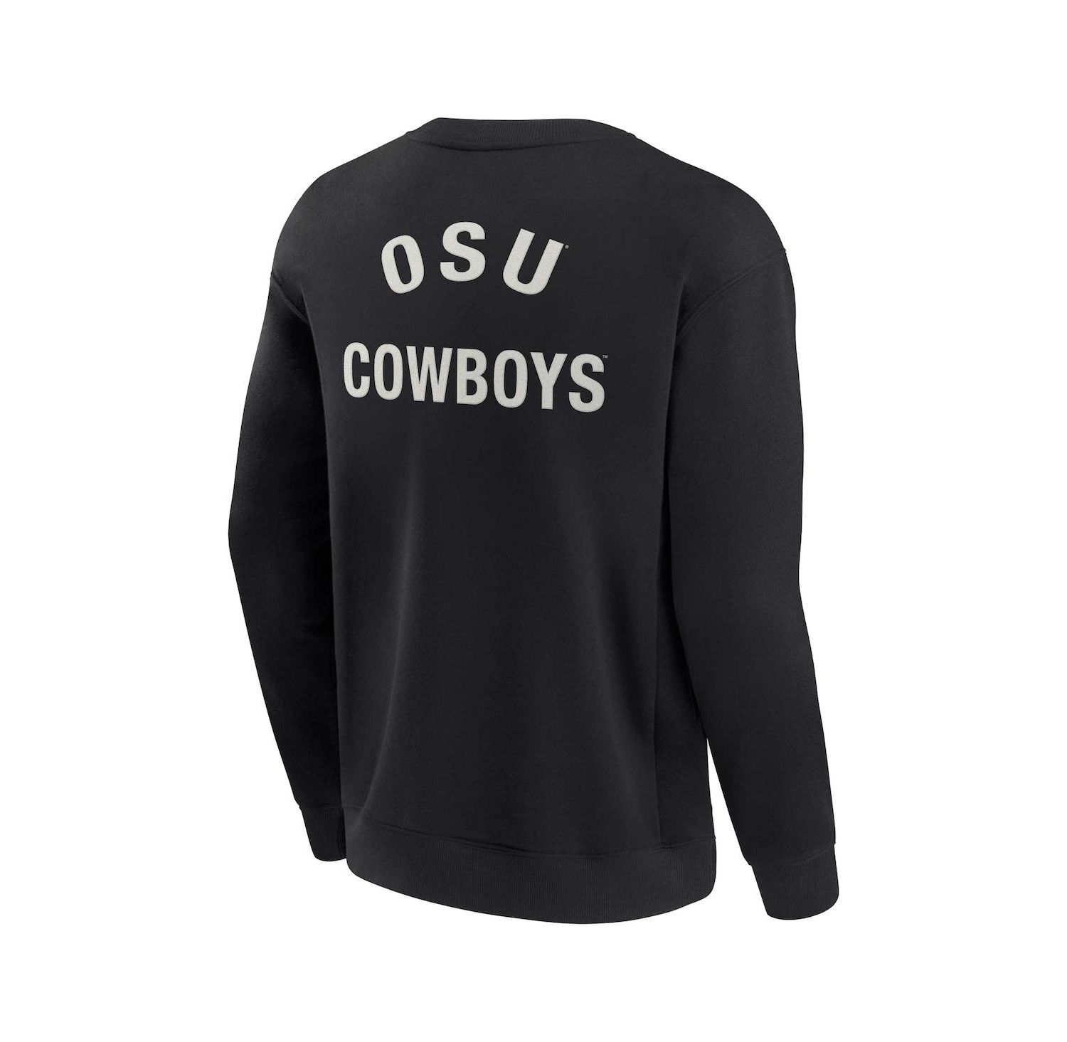 Men's and Women's Black Oklahoma State Cowboys Super Soft Pullover Crew Sweatshirt