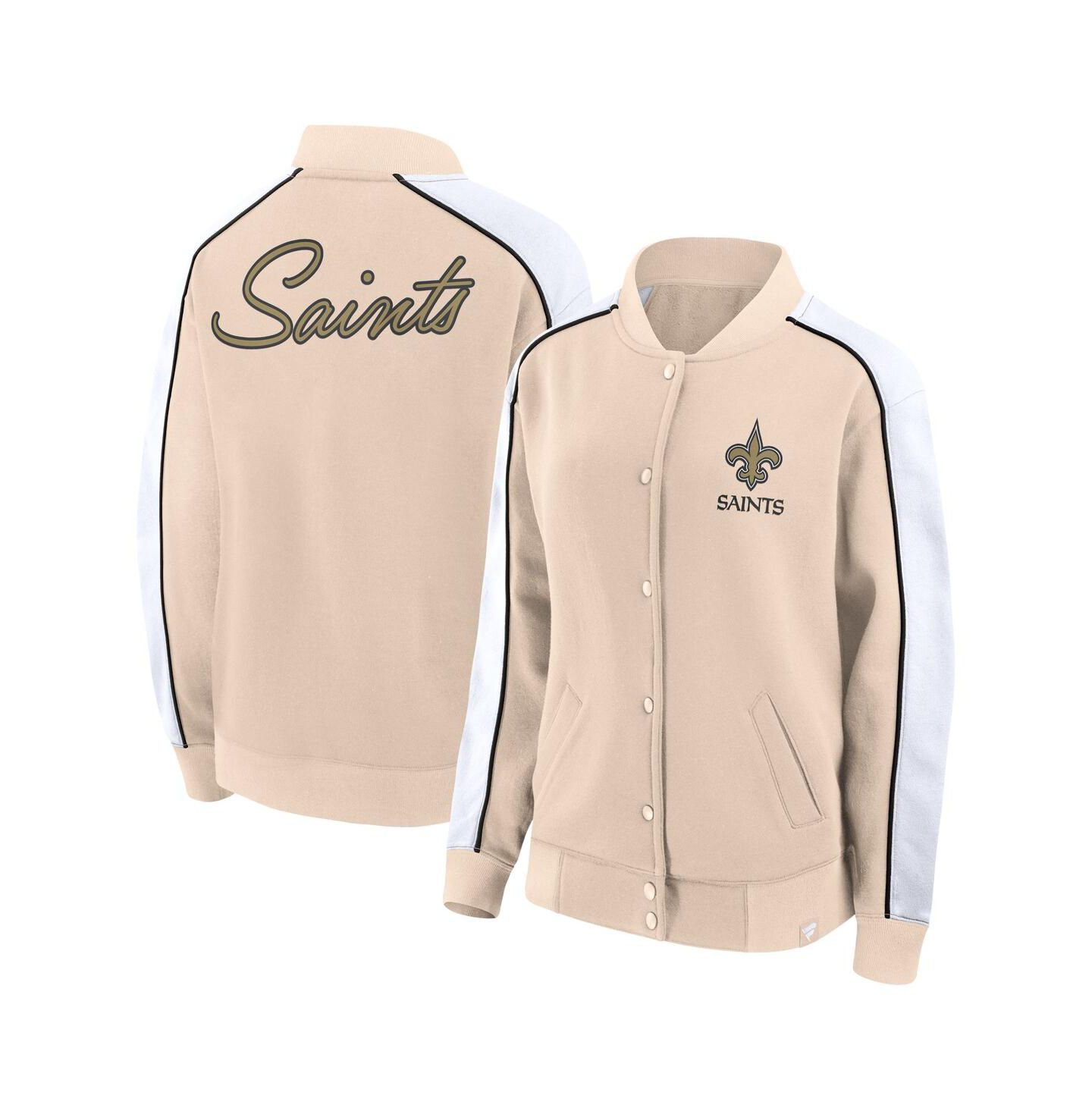 Женская куртка Fanatics Tan New Orleans Saints Lounge Full-Snap Varsity — фото 1