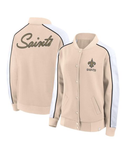 Женские куртки Fanatics Women's Tan New Orleans Saints Lounge Full-Snap Varsity Jacket