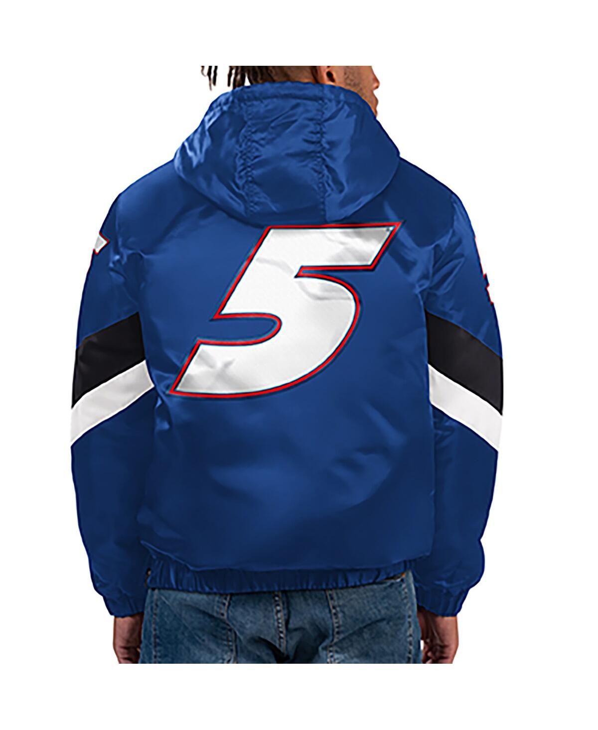 Shop Starter Men's  Royal Kyle Larson Home Team Satin Half-zip Hoodie Jacket