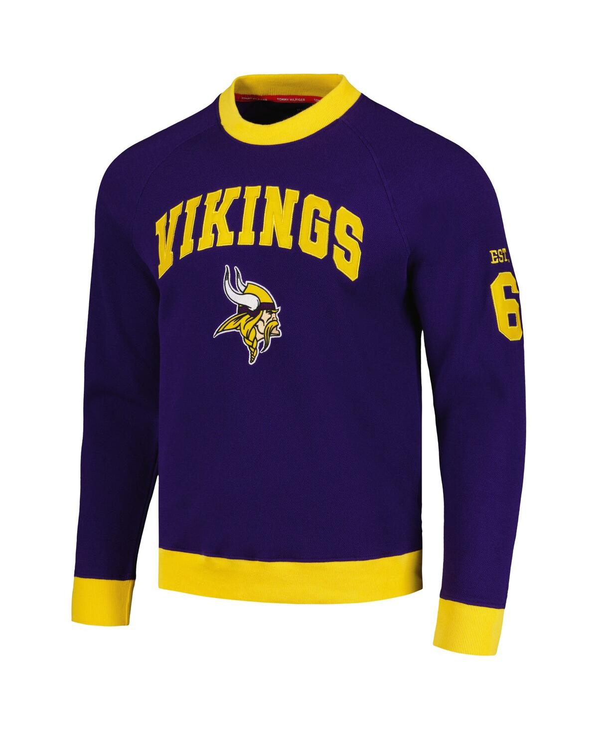 Shop Tommy Hilfiger Men's  Purple Minnesota Vikings Reese Raglan Tri-blend Pullover Sweatshirt