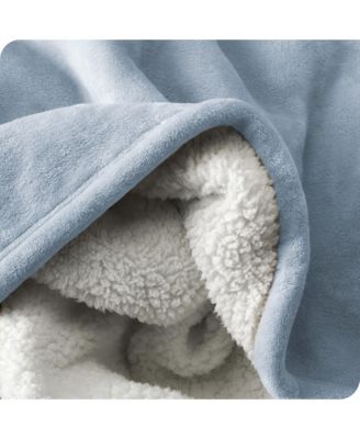Sherpa Collection Reversible Plush Fleece & Faux Shearling Blanket, Full/Queen