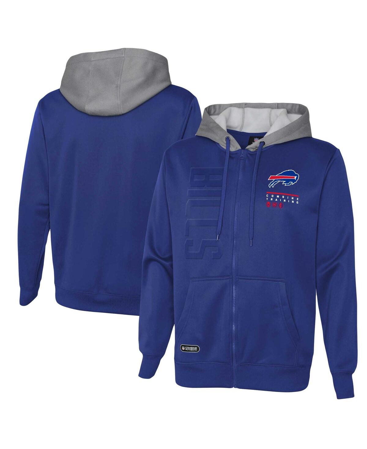 Men's Royal Buffalo Bills Combine Authentic Field Play Full-Zip Hoodie Sweatshirt - Royal