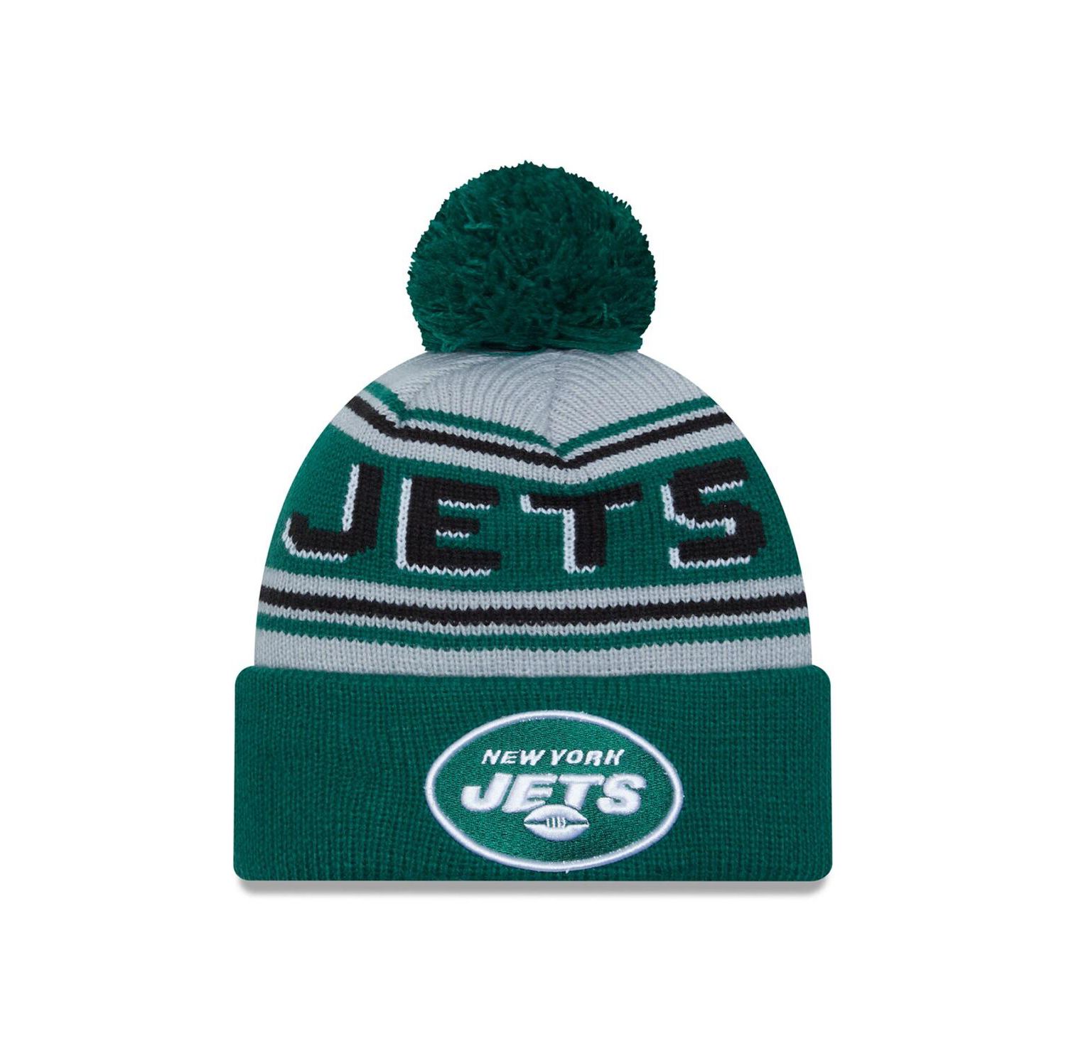 Men's Green New York Jets Main Cuffed Knit Hat with Pom