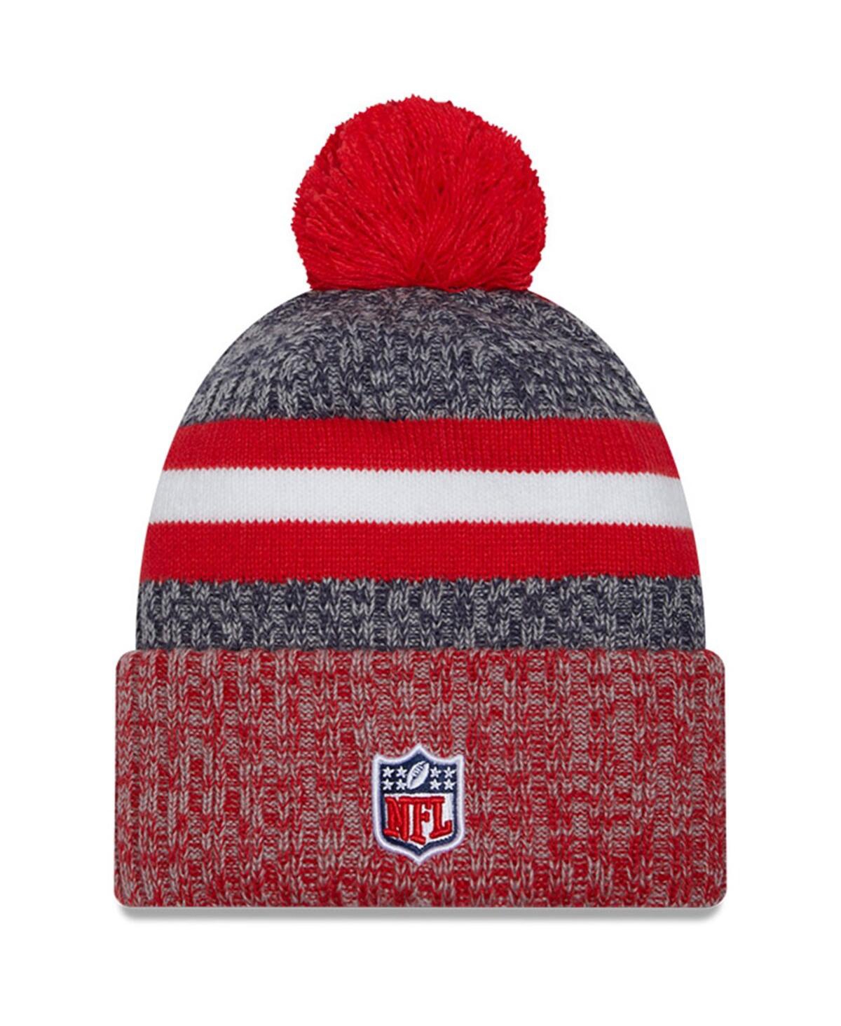 Men's New Era Red New England Patriots 2023 Sideline Sport Cuffed Pom Knit Hat - Red