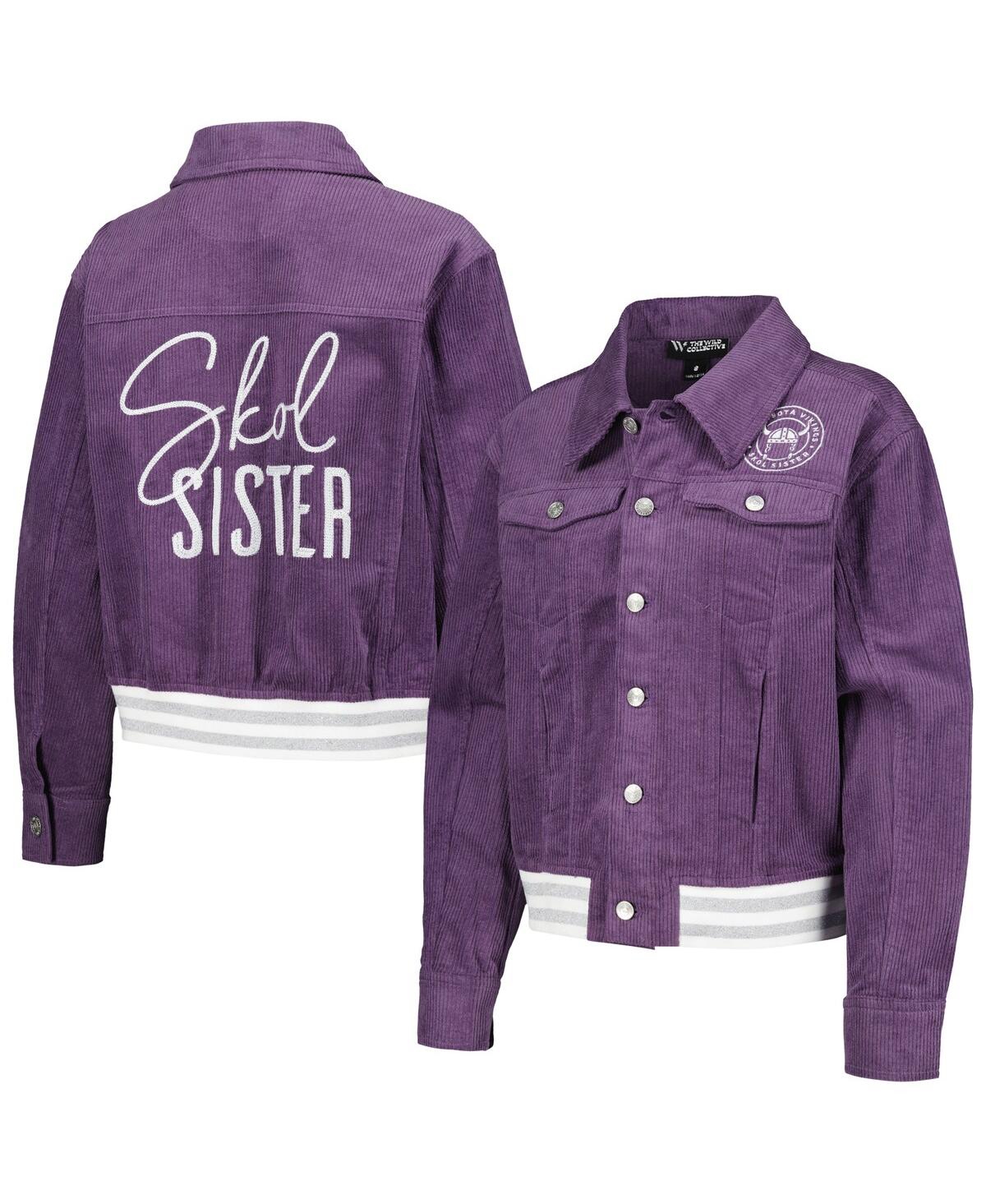 The Wild Collective Women's  Purple Minnesota Vikings Corduroy Button-up Jacket