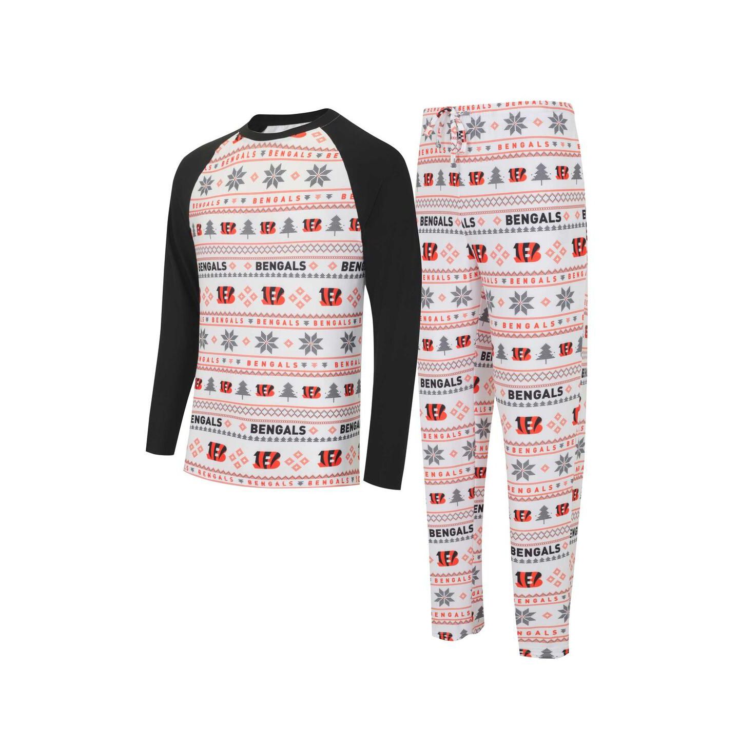 Мужская пижама Concepts Sport Cincinnati Bengals Tinsel: футболка и штаны, White/Black — фото 1
