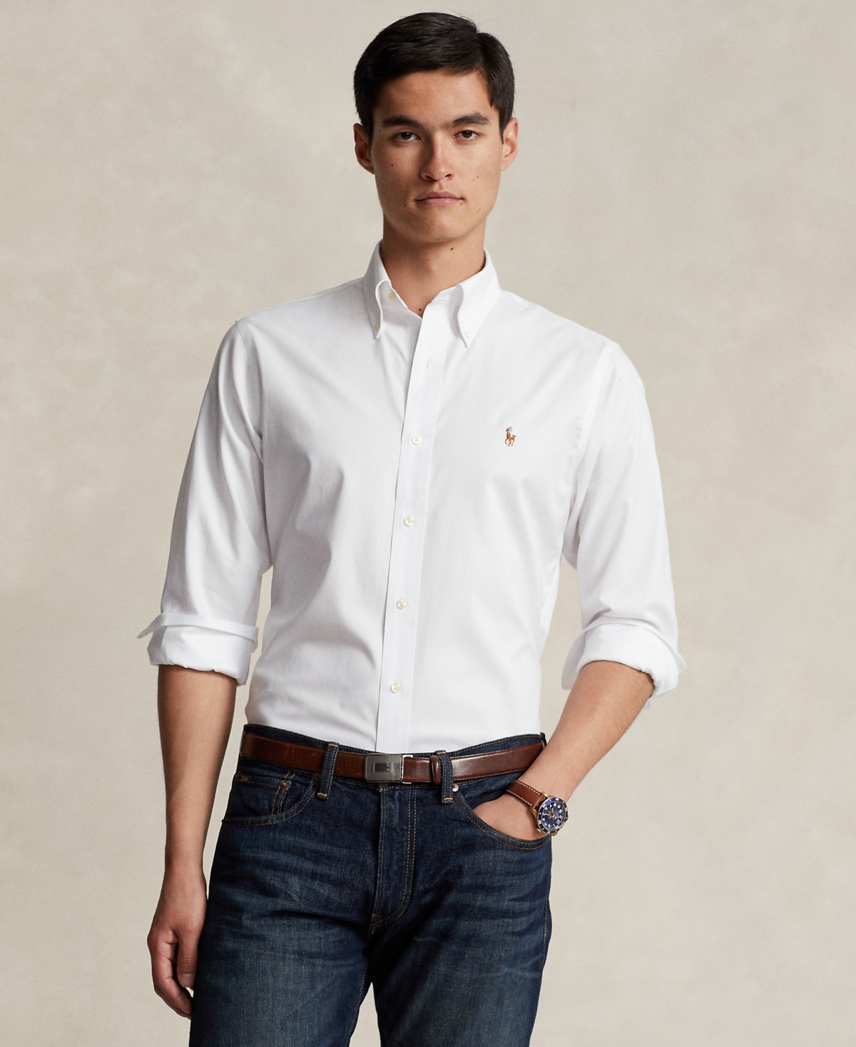 Polo Ralph Lauren Men's Purepress Cotton Oxford Shirt In White