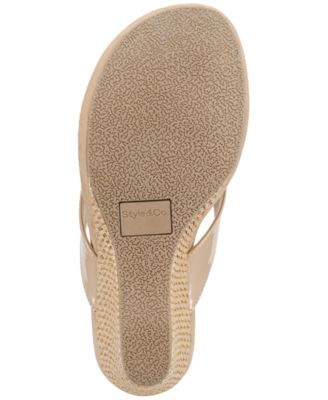 Women's Chicklet Wedge Thong Sandals, Created for Macy's