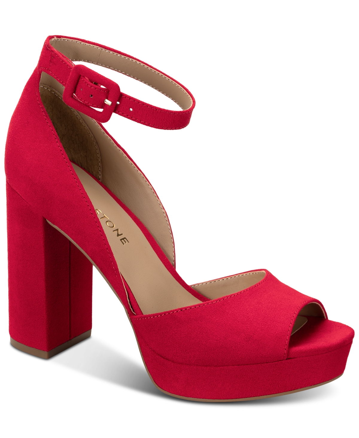 Shop Sun + Stone Women's Reemaa Peep Toe Block Heel Platform Sandals, Created For Macy's In Red Micro