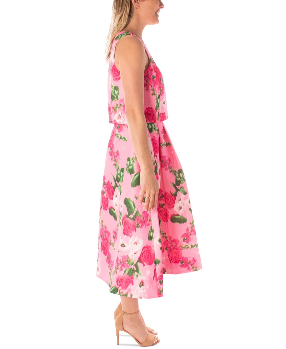 Shop Maison Tara Women's Floral-print Jacquard Midi Dress In Bubblegum,blush