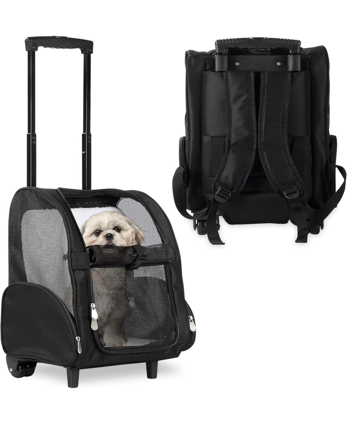 Backpack Pet Travel Carrier with Double Wheels Large - Grey